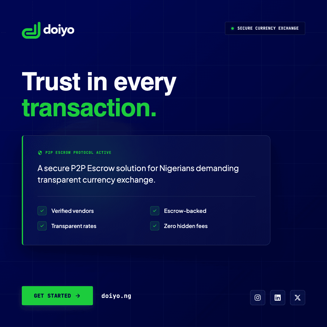 Social post for Doiyo P2P escrow platform launch